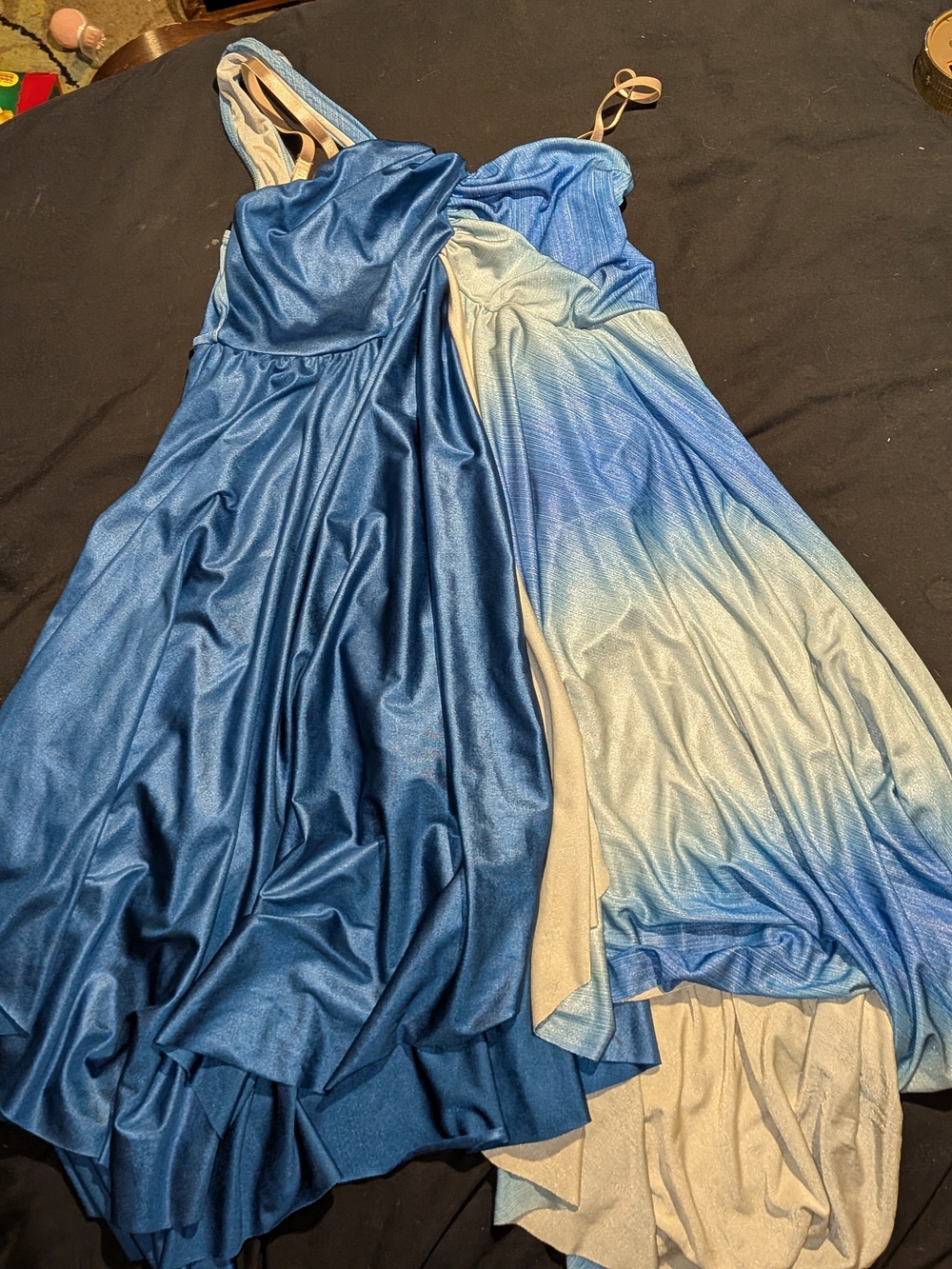 Blue Ombre Midi Dress - Sleeveless Flowing Skirt